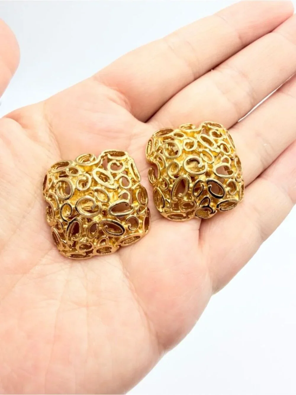 Vintage Bluette Made in France Gold Tone Dress Clips Pair